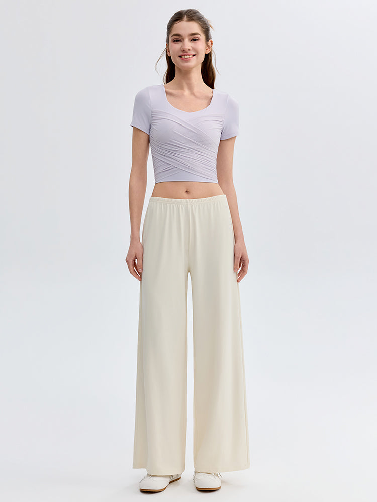 ソフトタッチ カジュアル 体型カバー スポーツウェア ワイドパンツ